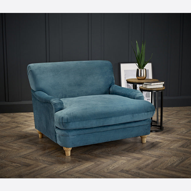 Luxurious comfy velvet armchair - available in Beige, Grey and Teal