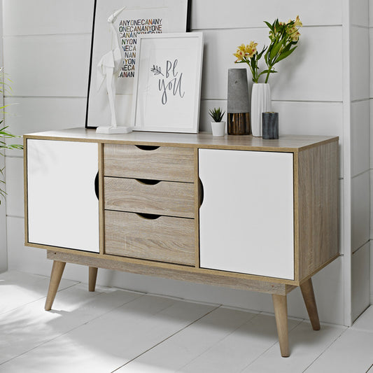 Scandi 3 Drawer Oak Effect Sideboard
