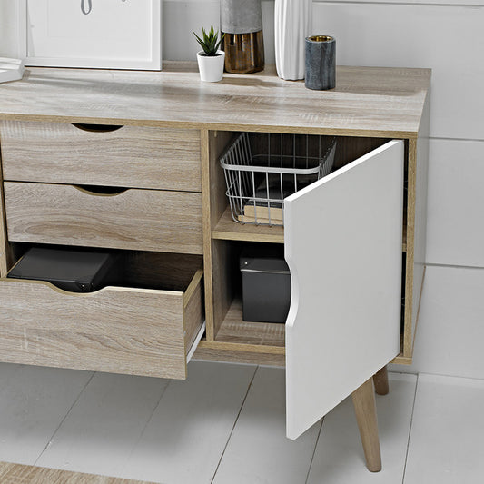 Scandi 3 Drawer Oak Effect Sideboard