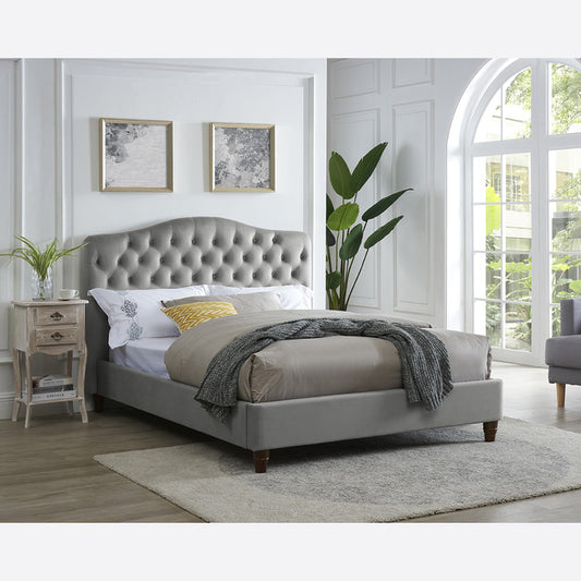 Sorrento Double Bed In Grey Velvet
