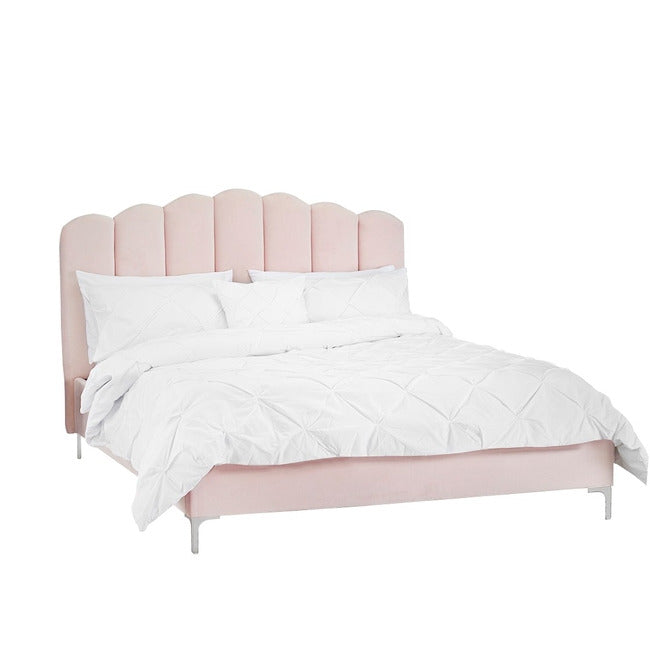 Elegant Velvet Kingsize Bed In Pink or Grey Velvet King Size - 2 Colours Available