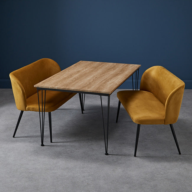Mustard Velvet Dining Bench