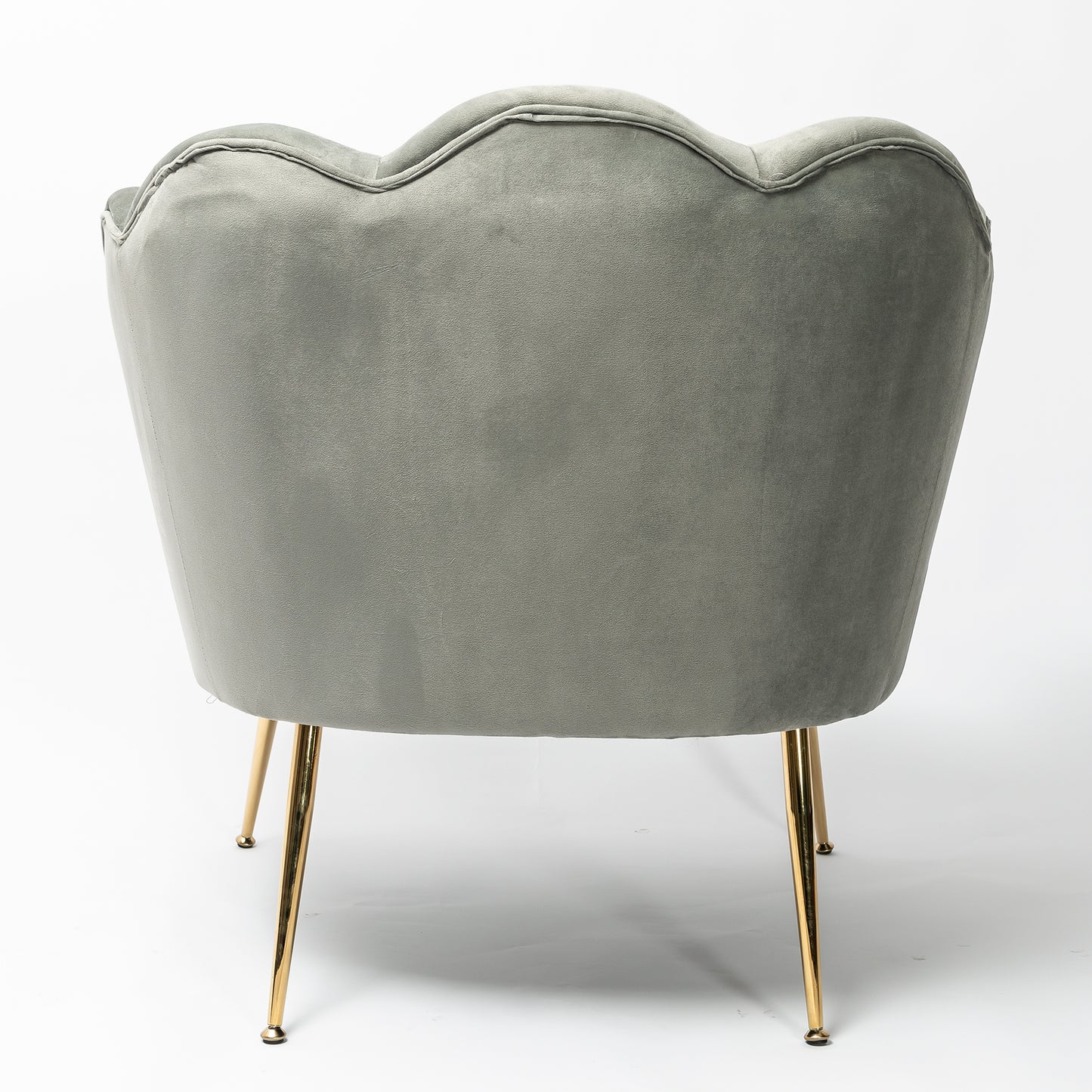 Cocktailsessel Lotus aus hellgrauem Samt mit goldenen Beinen