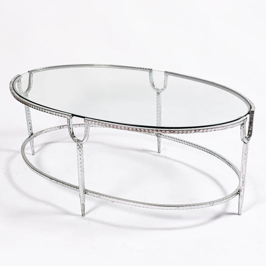 Beautiful Metal Coffee Table - Silver Gilt Leaf