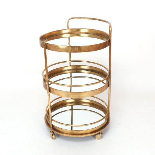Glamourous Gold Gilt Leaf Drinks Trolley / Side table on wheels