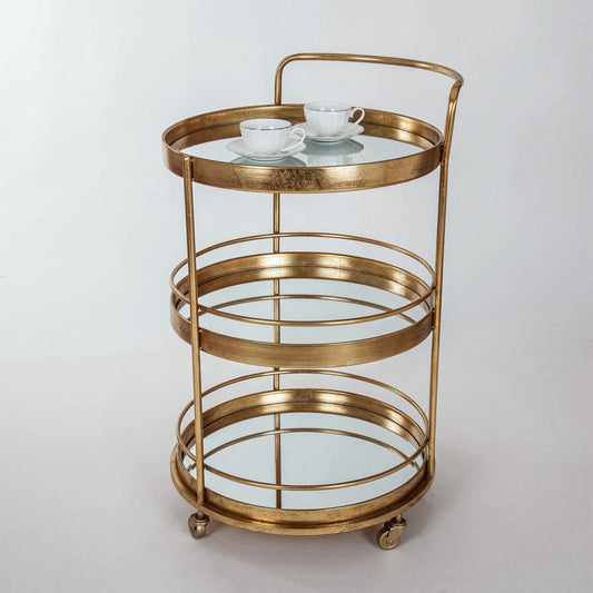 Glamourous Gold Gilt Leaf Drinks Trolley / Side table on wheels