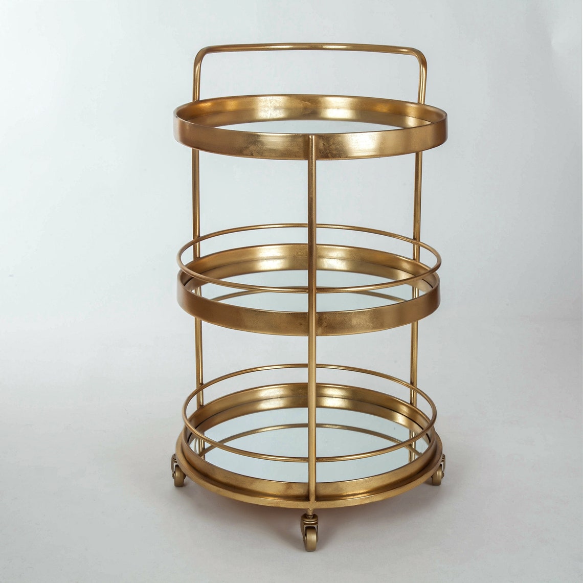 Glamourous Gold Gilt Leaf Drinks Trolley / Side table on wheels