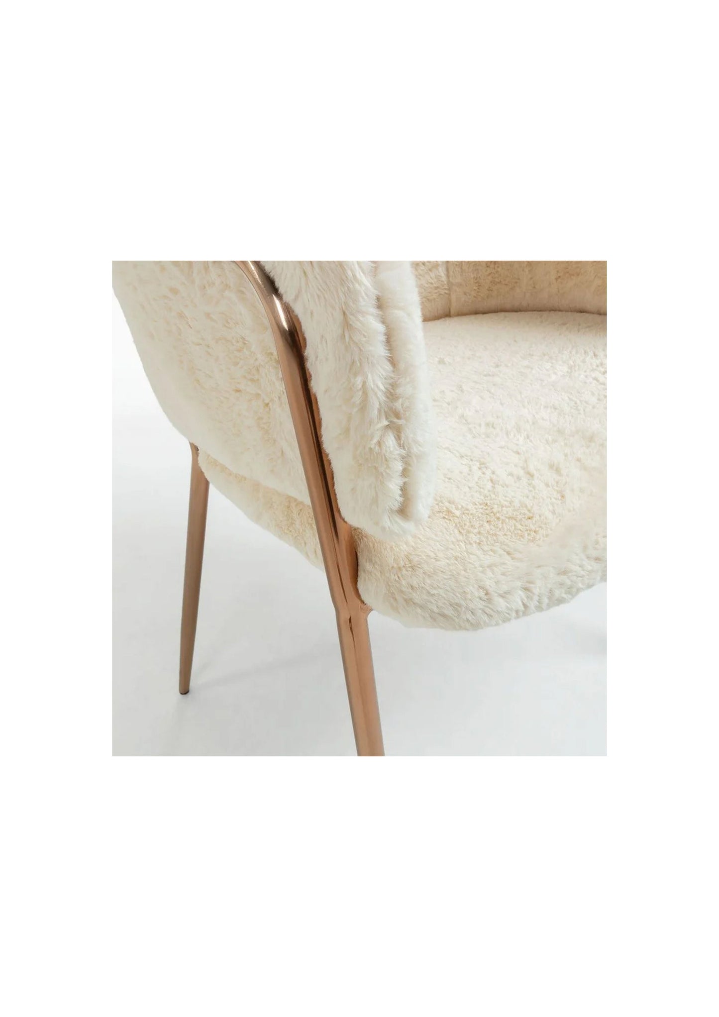 NEU Designer Eleganter Ungewöhnlicher Esszimmerstuhl aus Kunstfell und Kupfer