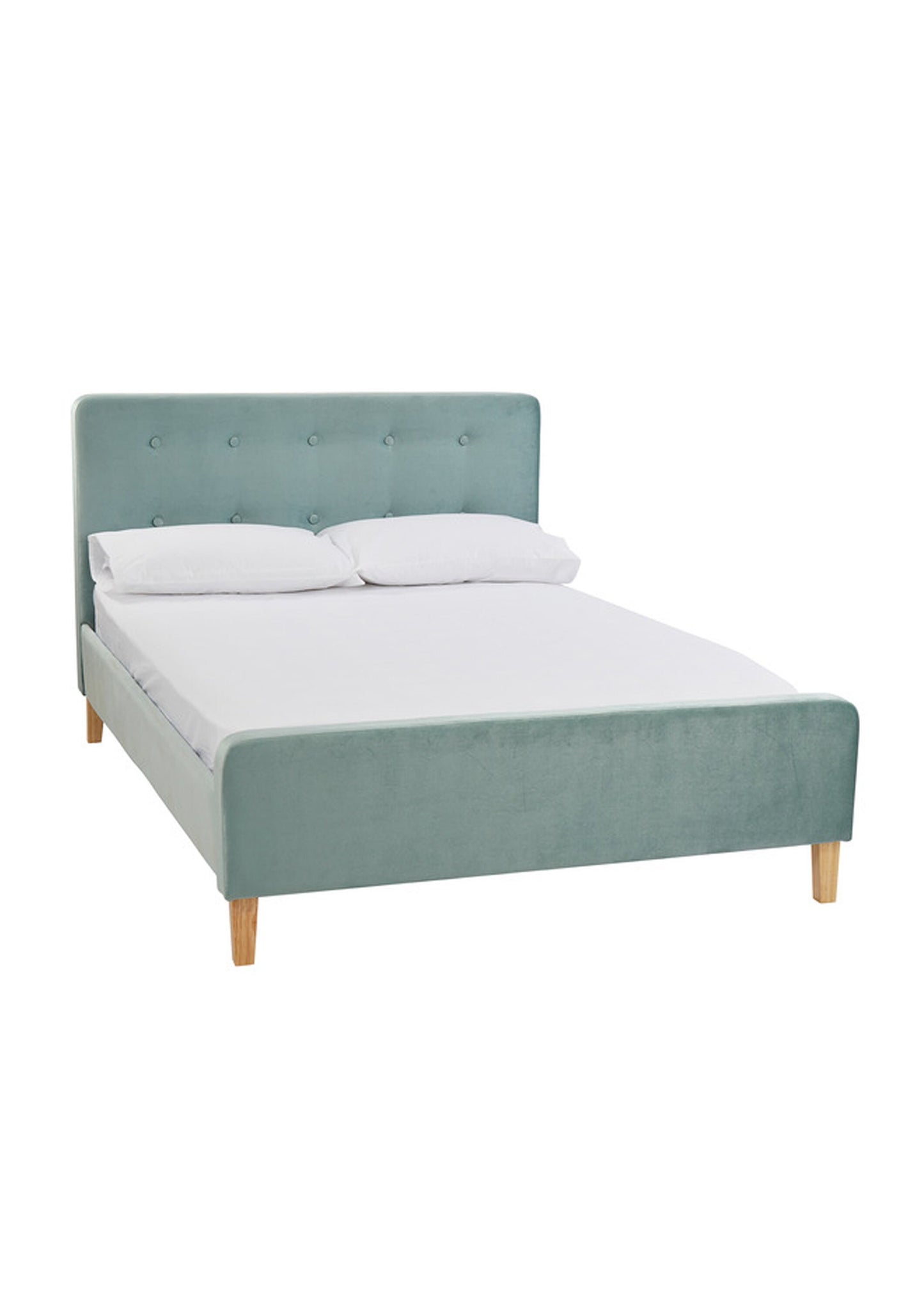 Aqua Green Kingsize Bed upholstered in Crushed Velvet