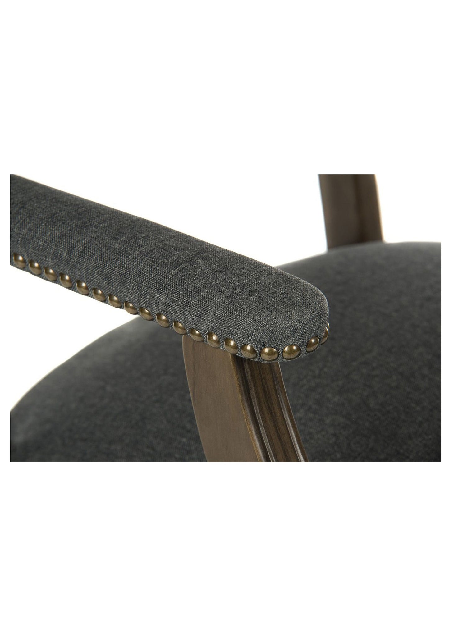 Traditional study swivel office/desk chair grey fabric with brass studs