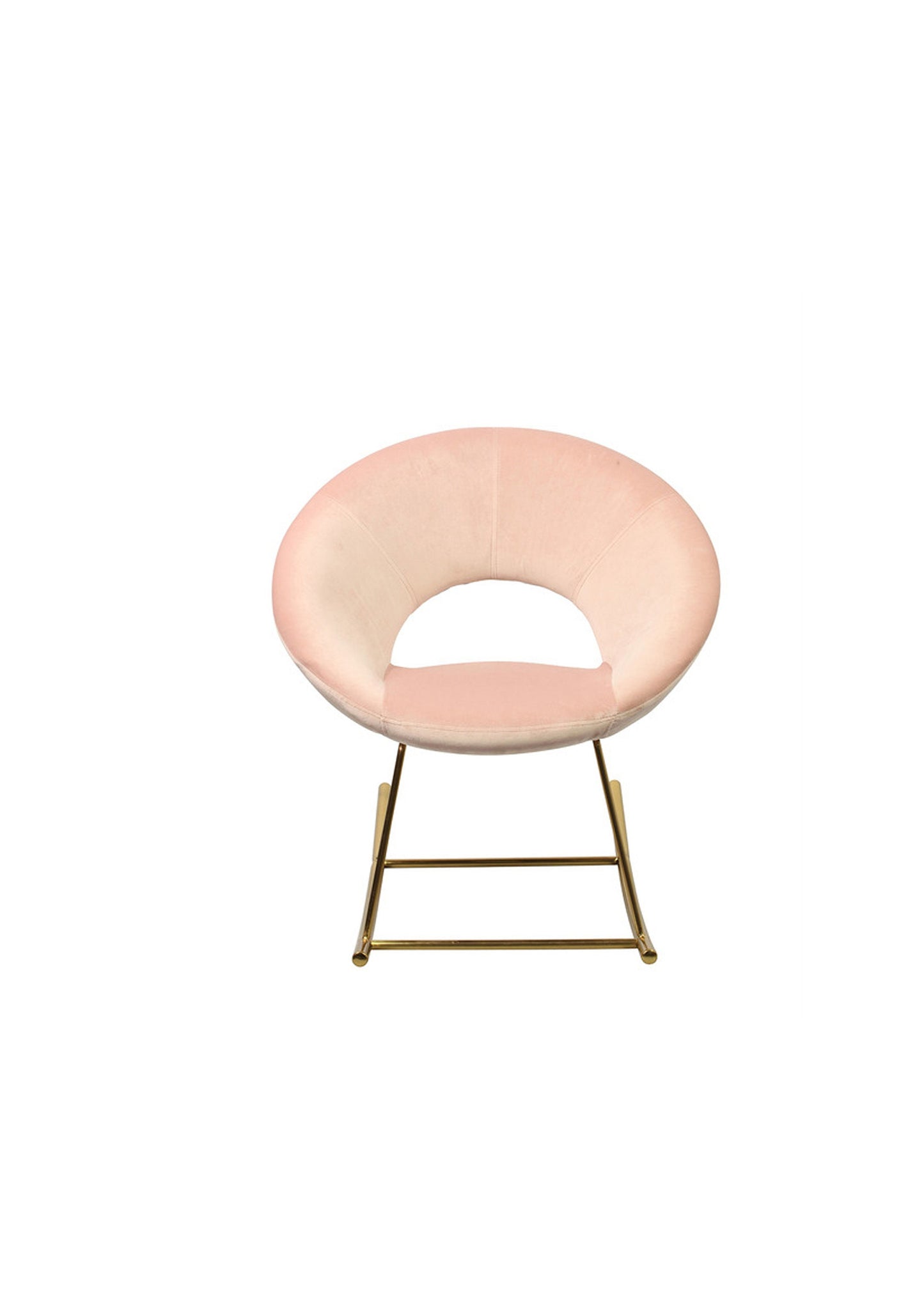 Rosa Samt Retro Schaukelstuhl / stylischer Schaukelstuhl aus plüschigem Samt