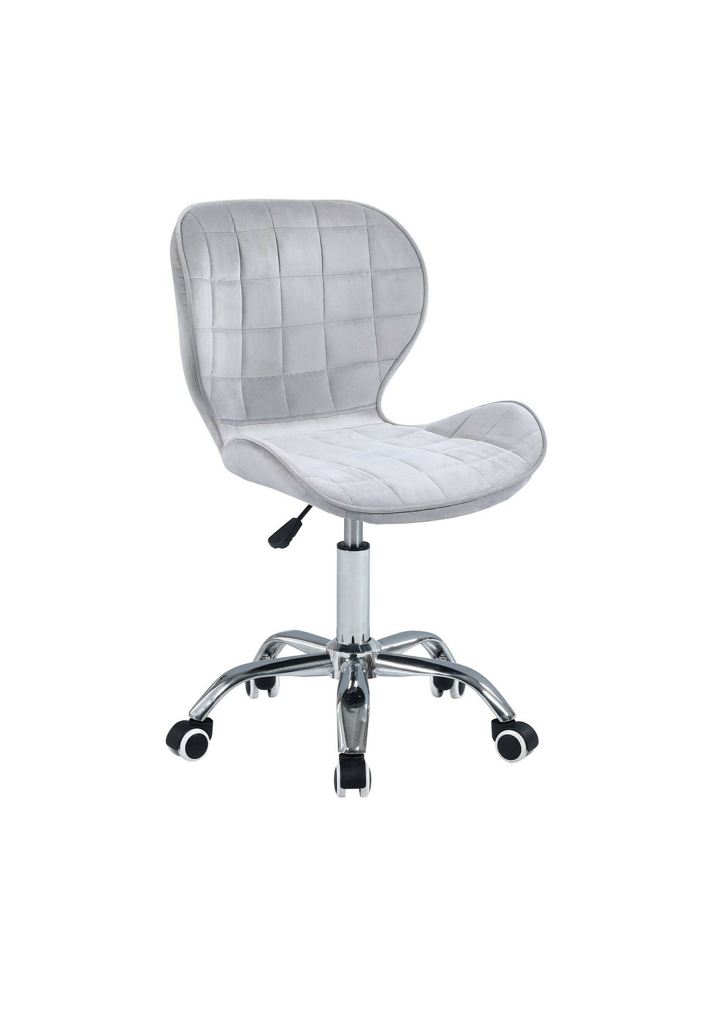 Verstellbarer Designer-Büro-/Schreibtischstuhl aus Samt mit verchromtem Drehfuß in Hellrosa oder Grau