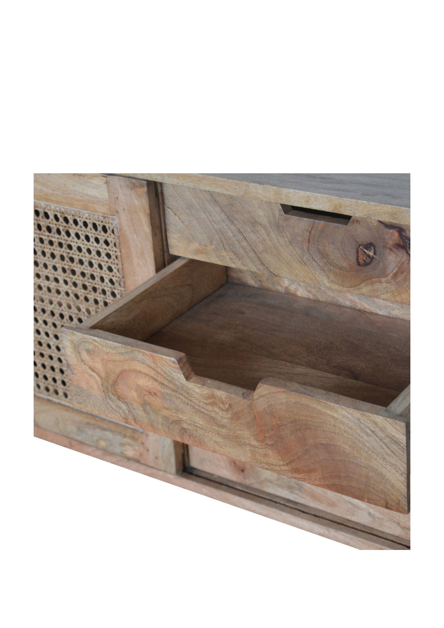 So on Trend Boho Scandi Style Sideboard mit Rattanfront, Mangoholz, Eichenfarbe