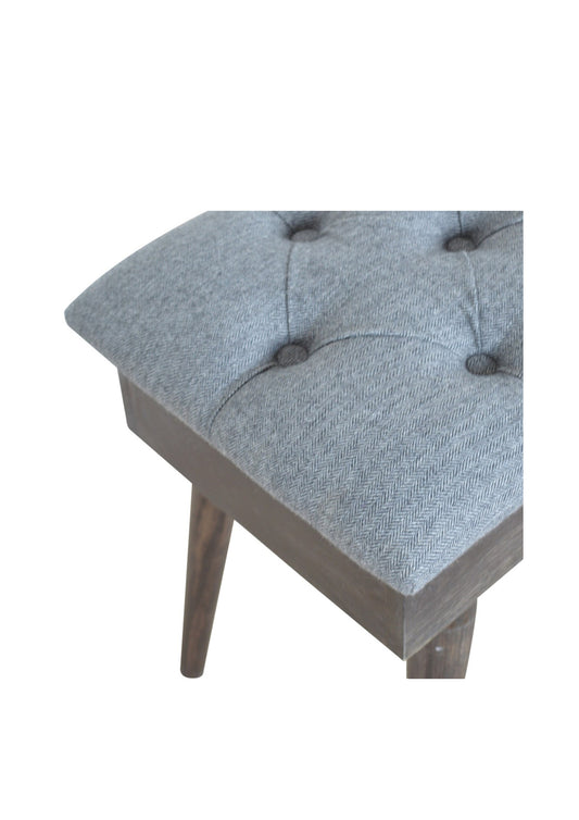 Mid Century Retro Style Black Tweed Buttoned Storage Bench ideal for Bedroom/ Living Room / Office