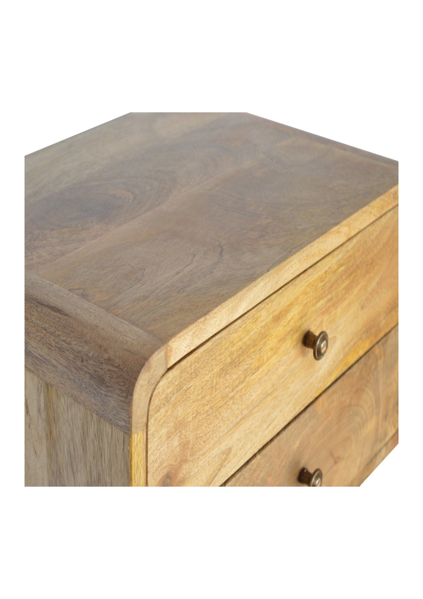 Mid Century/ Retro Style 2 Drawer Curved Wall Mounted Solid Wood Oak-ish Bedside