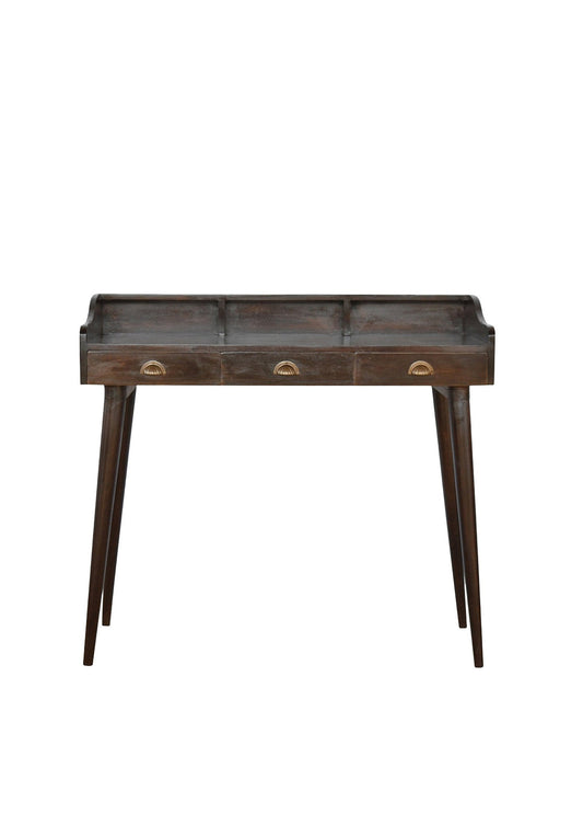 Mid Century Retro Style Writing Table Walnut Finish with 3 Drawers