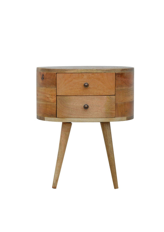 Mid Century Retro Rounded Bedside Table Solid Wood Pre Order for April