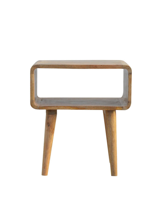 Mid Century Retro Scandi Solid Wood Curved Open Bedside