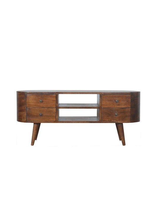 Mid Century Retro Rounded Chestnut Media Tv Unit