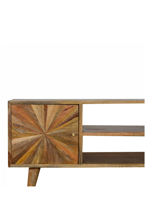Mid Century Solid Mango Wood Sunrise Entertainment Unit