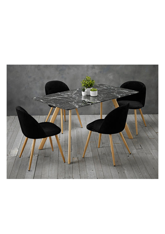 Contemporary Scandi Style Marble Effect Dining Table - Black or White