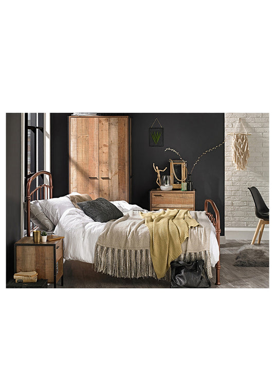 Kommode mit 3 Schubladen im Industriestil in Antik-Eichenoptik