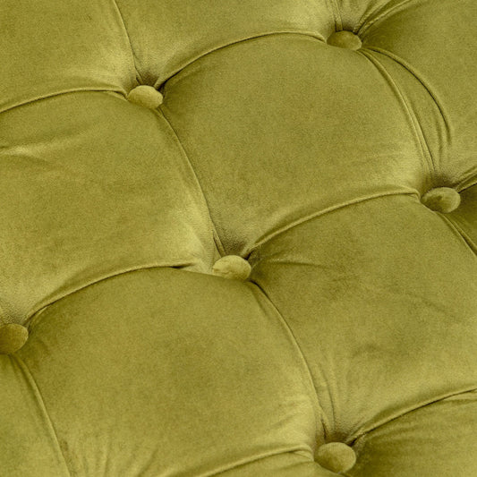 Olive Green Deep Buttoned Velvet Footstool