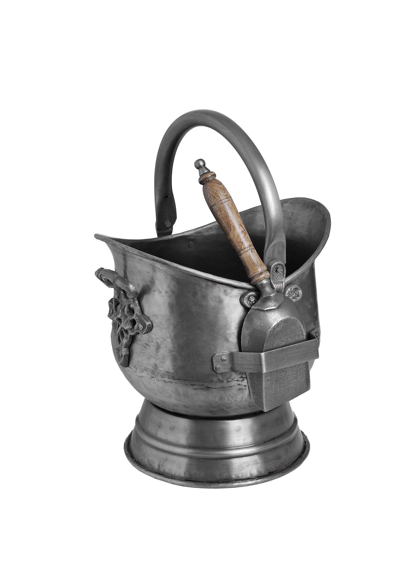 Antiker Kohleneimer aus Zinn mit Schaufel