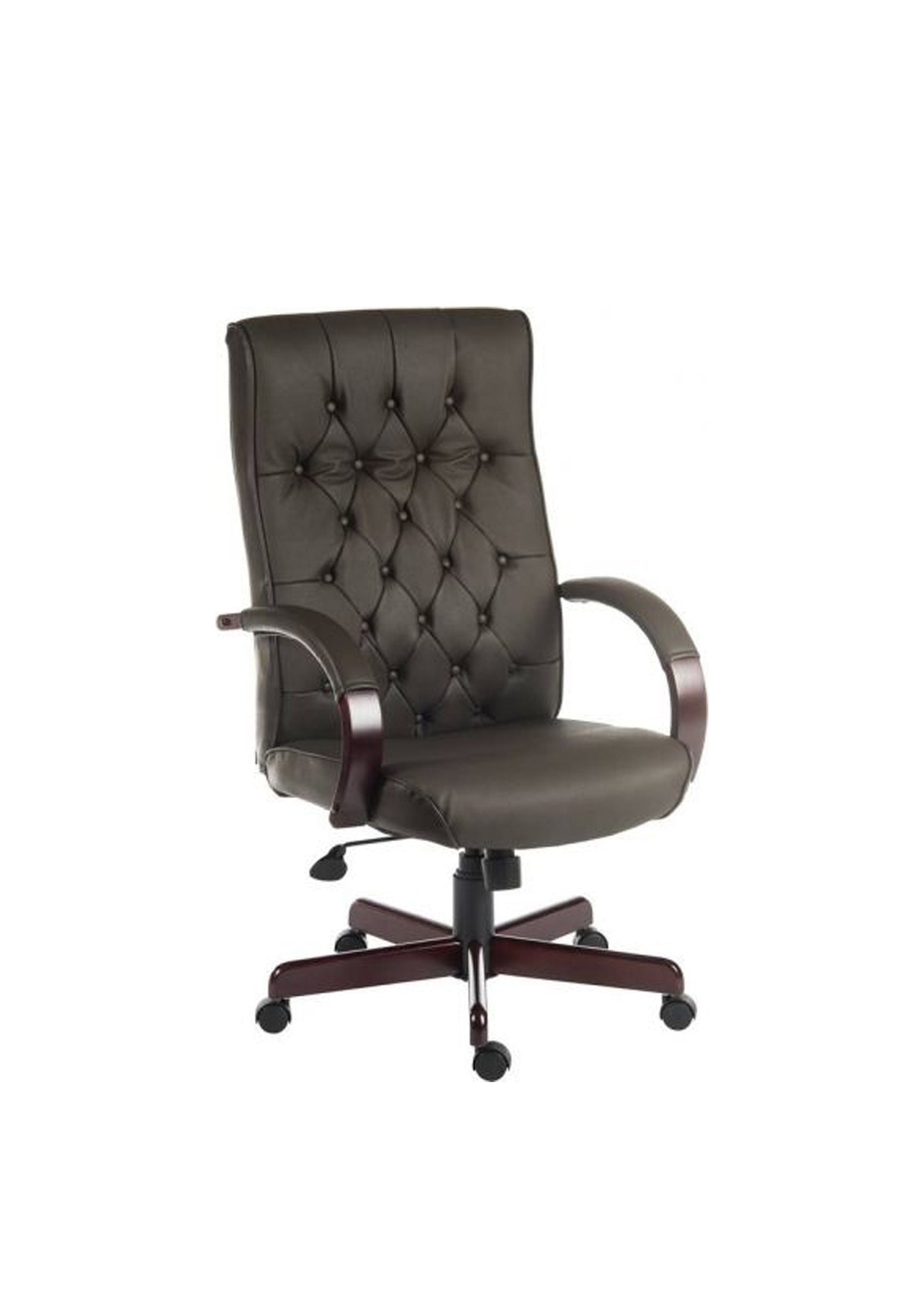 Traditional bonded leather faced executive armchair in Brown, Burgundy, Green