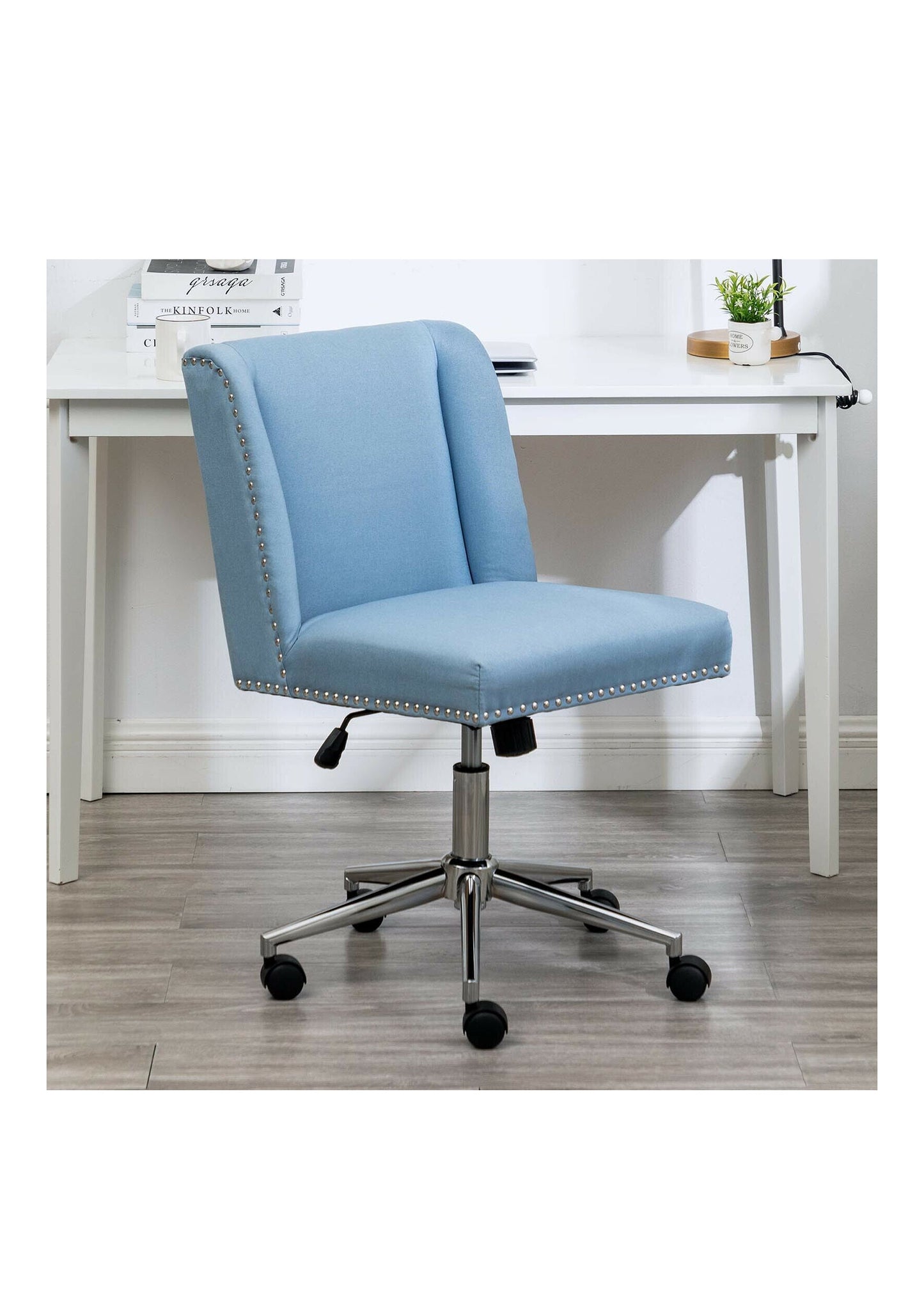 Pre Order for March - Stylish & Beautiful Blue or Grey Swivel Office Chair with Studs At the back