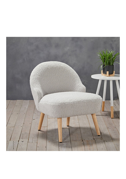 Hellgrauer Bouclé-Teddystuhl
