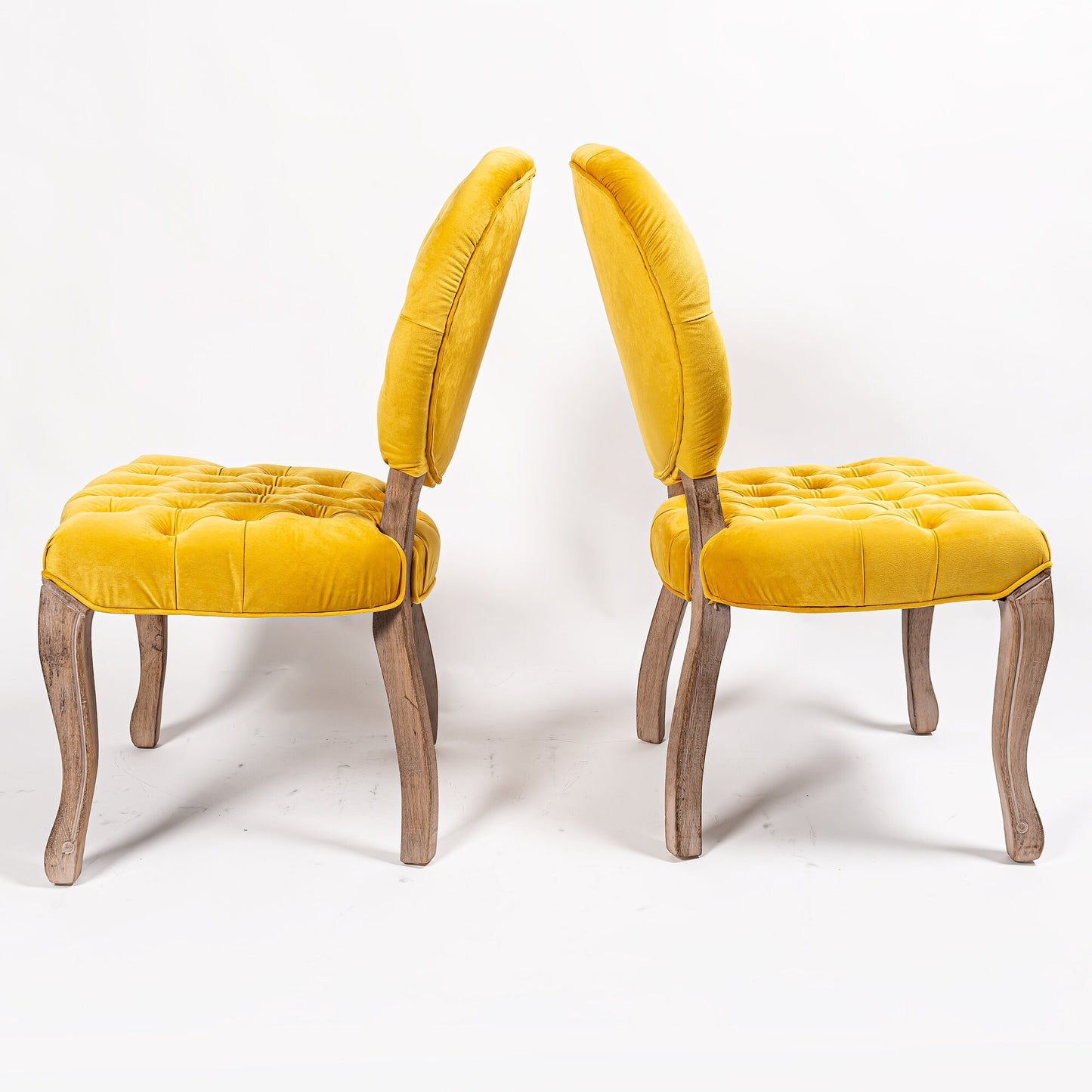 French Style Light Mustard Buttonem Velvet Dining Chair