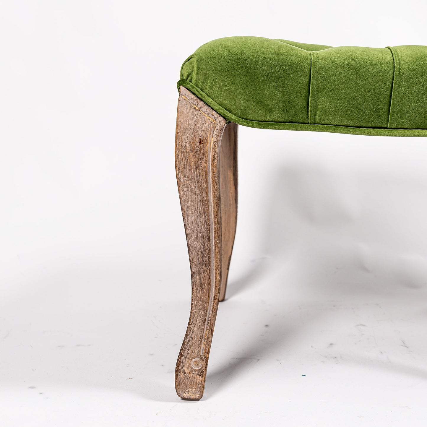 French Style Pea Green Buttoned Velvet Dining Chair