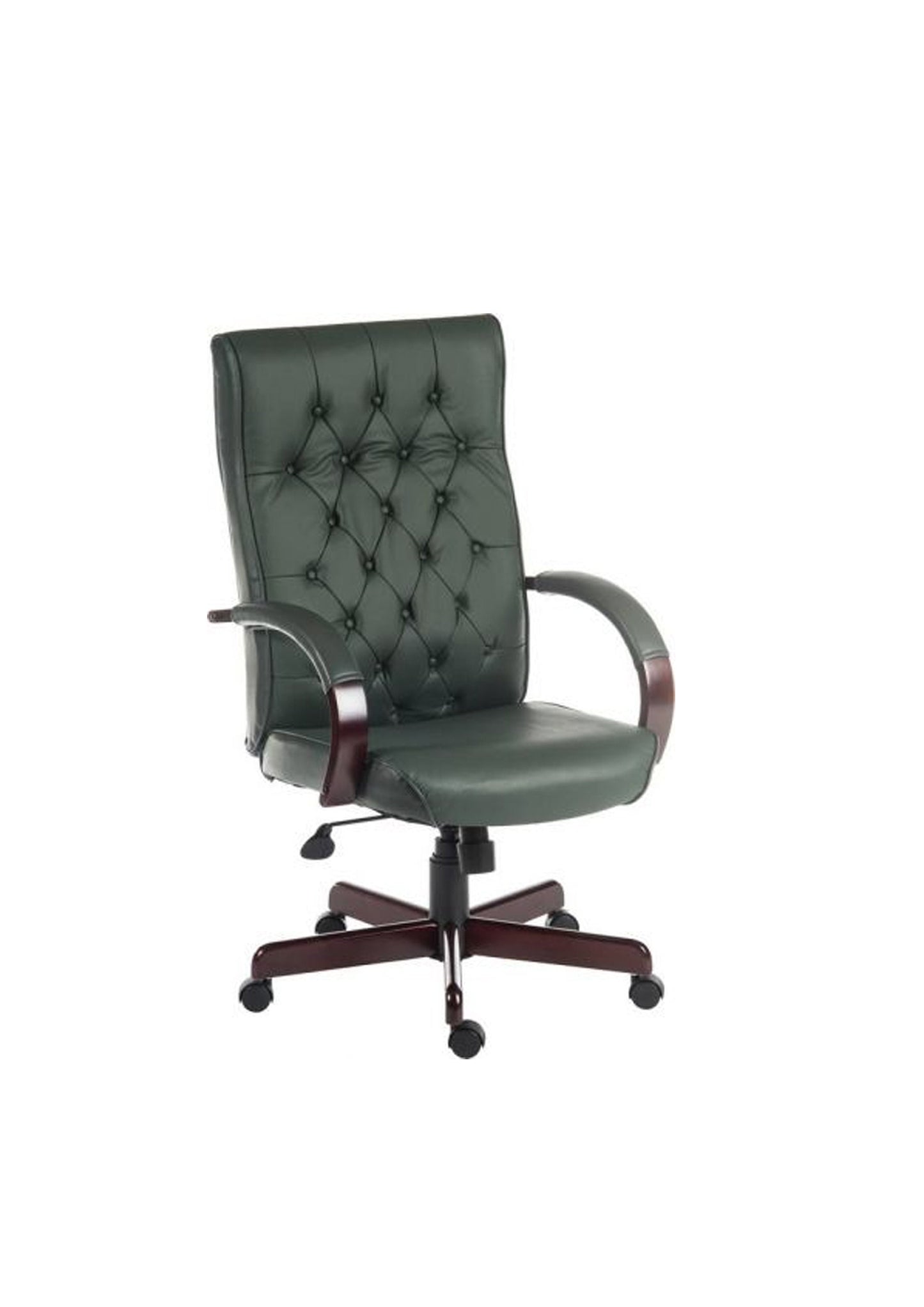 Traditional bonded leather faced executive armchair in Brown, Burgundy, Green