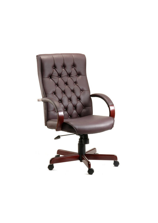 Traditional bonded leather faced executive armchair in Brown, Burgundy, Green