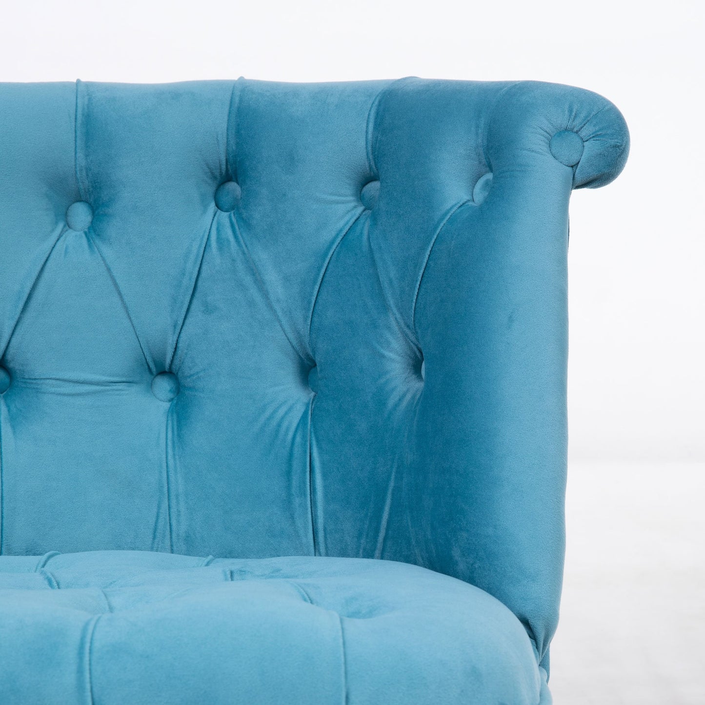 Blauer Cocktailsessel aus Samt mit Eichenbeinen