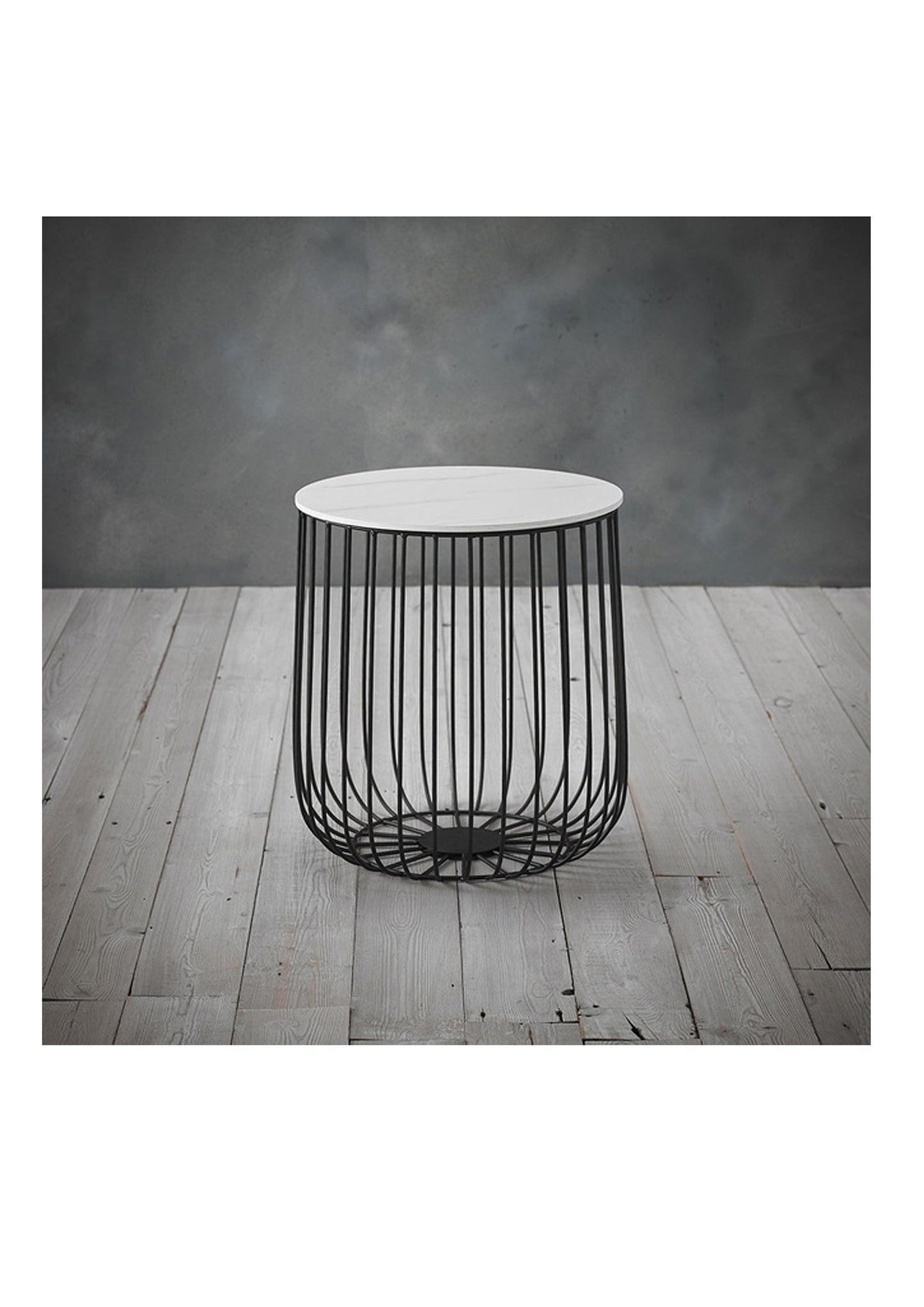 Scandi Kleiner Käfigtisch Marmorplatte Schwarzer Rahmen Couchtisch