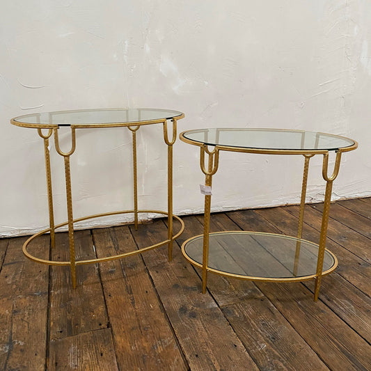 Wunderschönes Beistelltisch-Set aus Blattgold - ovale Form