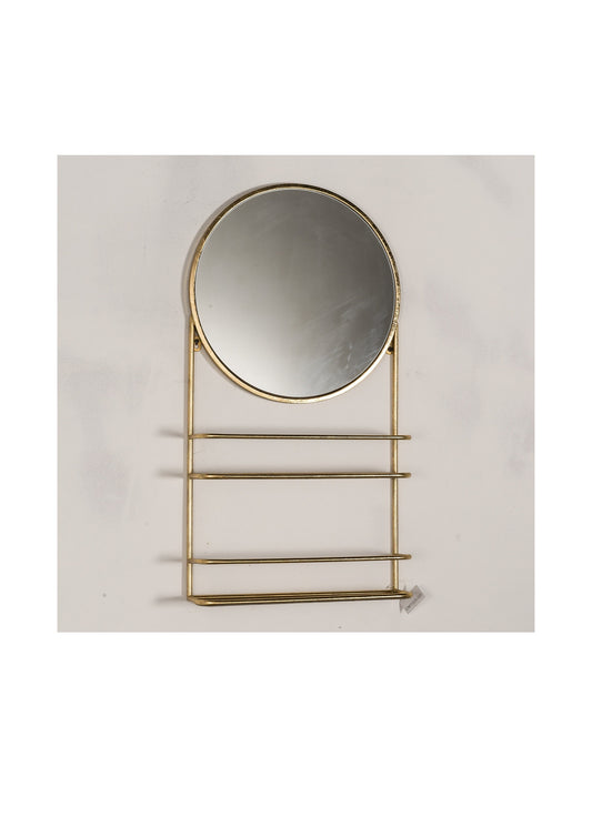 Metal Wall Mirror with Shelf - Gold Gilt Leaf