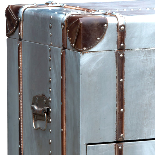 Nachttisch aus Aluminium im Industriestil - Silber