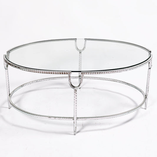 Beautiful Metal Coffee Table - Silver Gilt Leaf