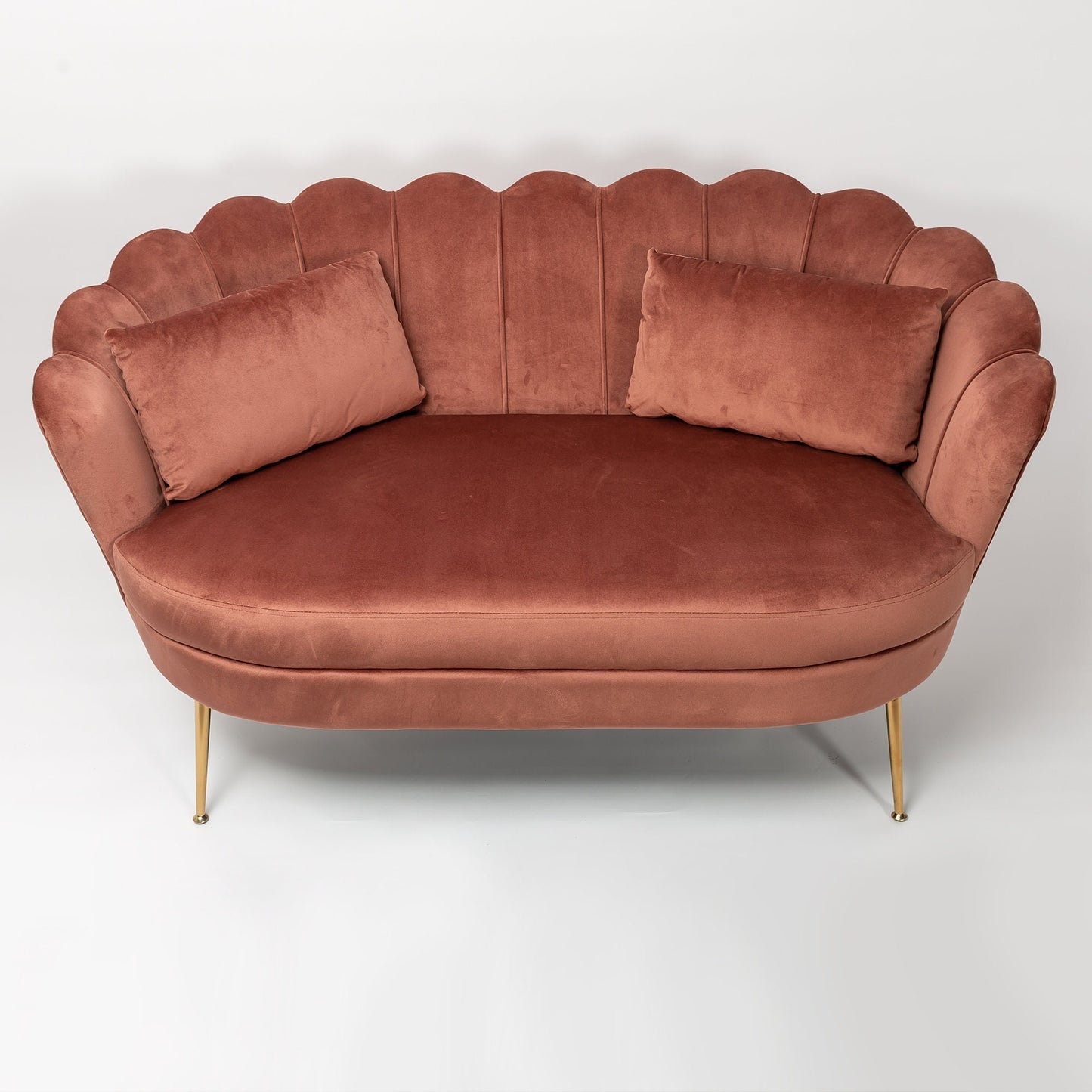Dusky Pink Velvet 2 Seater Sofa With Gold Legs