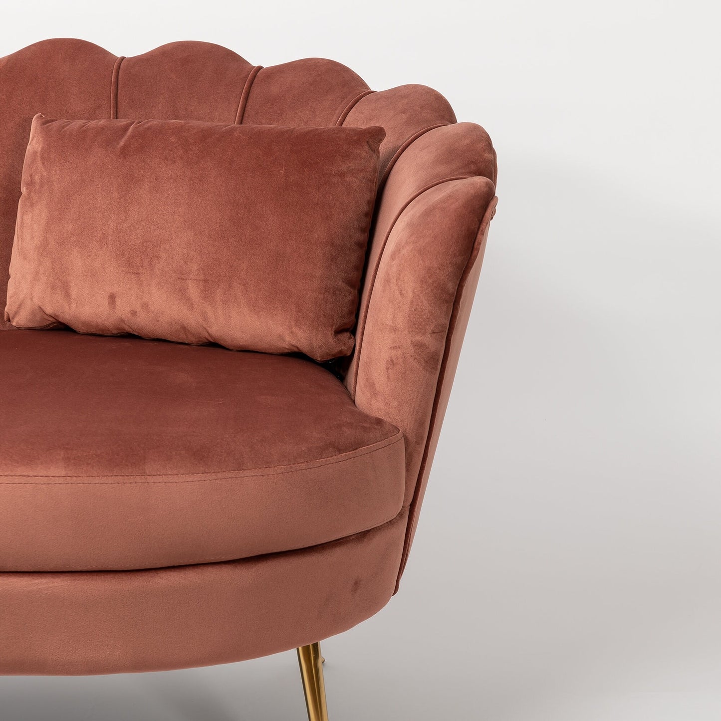 Dusky Pink Velvet 2 Seater Sofa With Gold Legs