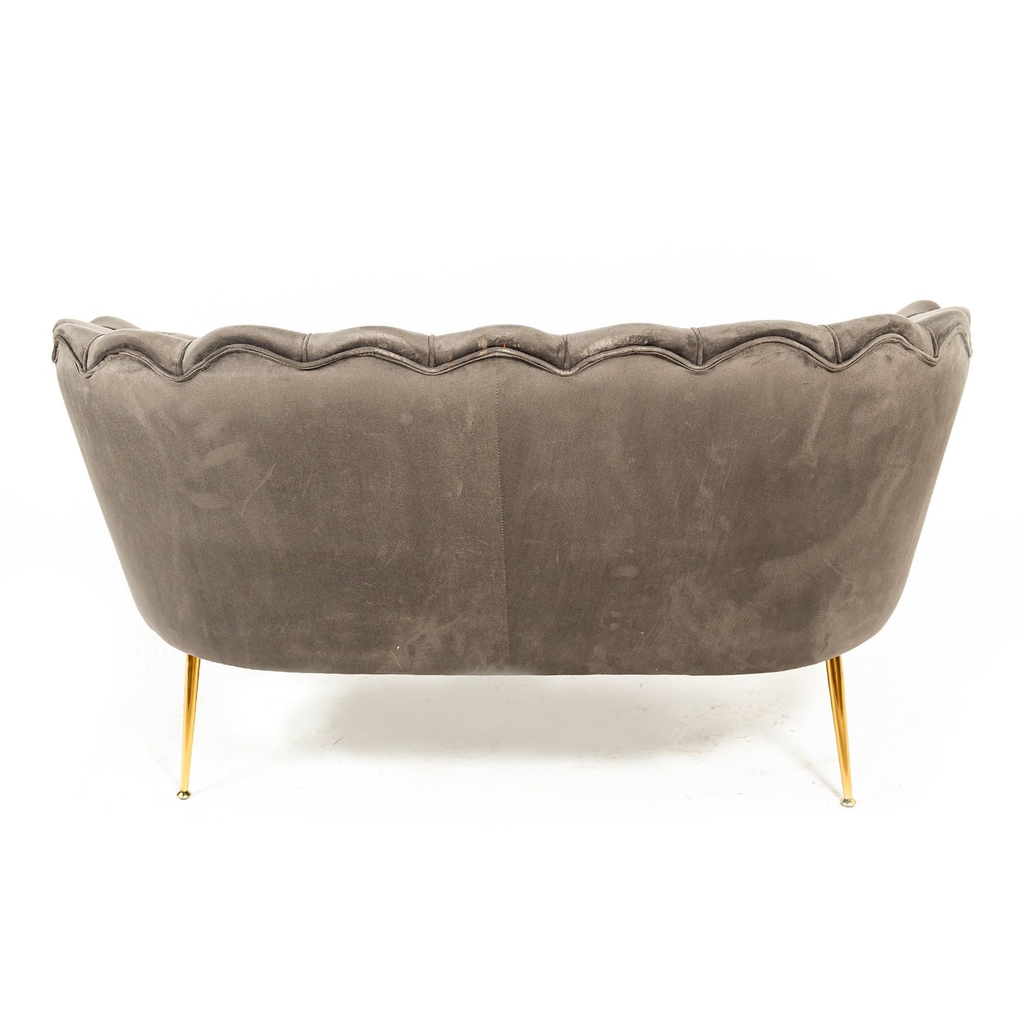 Dunkelgraues 2-Sitzer-Sofa aus Samt mit goldenen Beinen für Schlafzimmer, Ankleidezimmer, Wohnzimmer, Flur