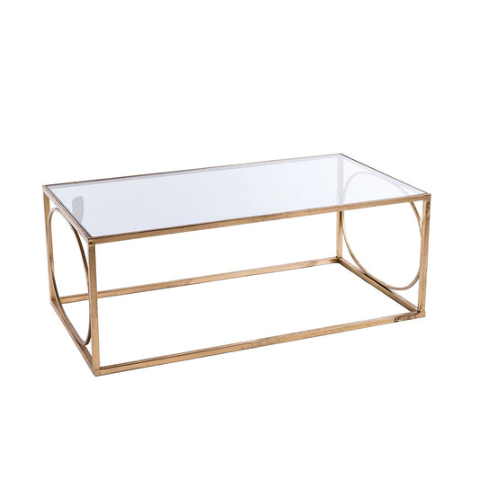 Beautiful Rectangle Metal Coffee Table - Gold Gilt Leaf