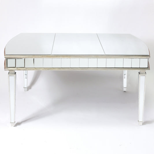 Mirrored 4 Seater Silver Rectangle Dining Table