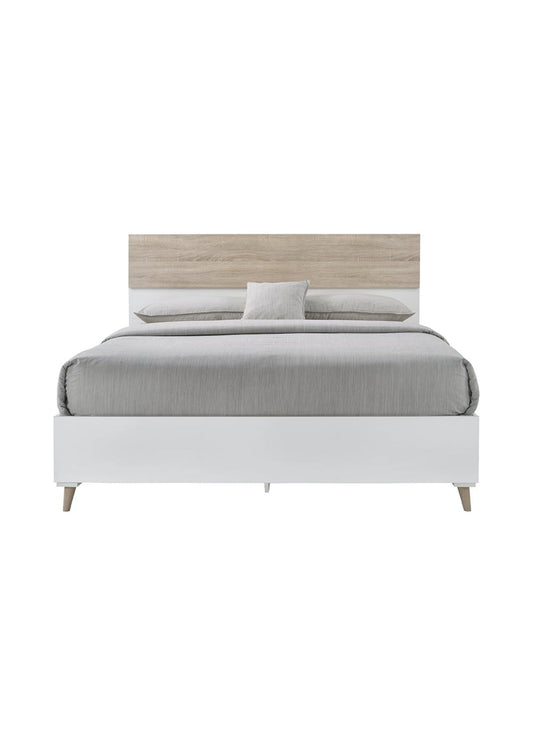 Scandi Kingsize Bed - White and Oak Effect