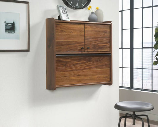 Retro Space Saving Wall Hung Desk in Walnut Finish