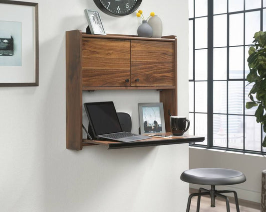 Retro Space Saving Wall Hung Desk in Walnut Finish