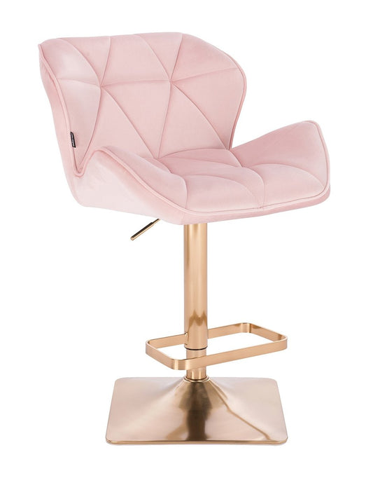 Verstellbarer Designer-Barhocker aus Samt mit goldenem Fuß